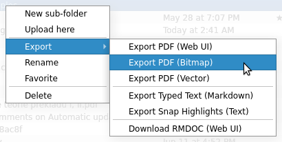 Export options